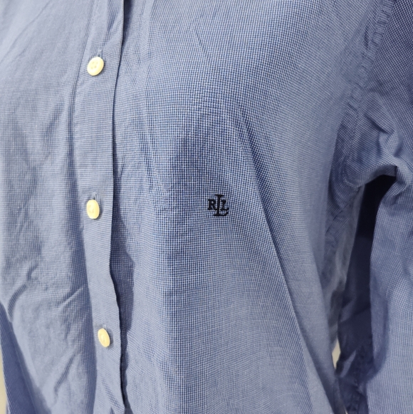 Lauren Ralph Lauren Blue and White Button Down Shirt Women's Size 4 - Picture 2 of 11
